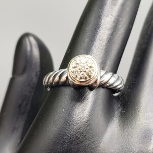 David Yurman Sterling Silver .925/18k Gold with Pave Diamonds sz 6